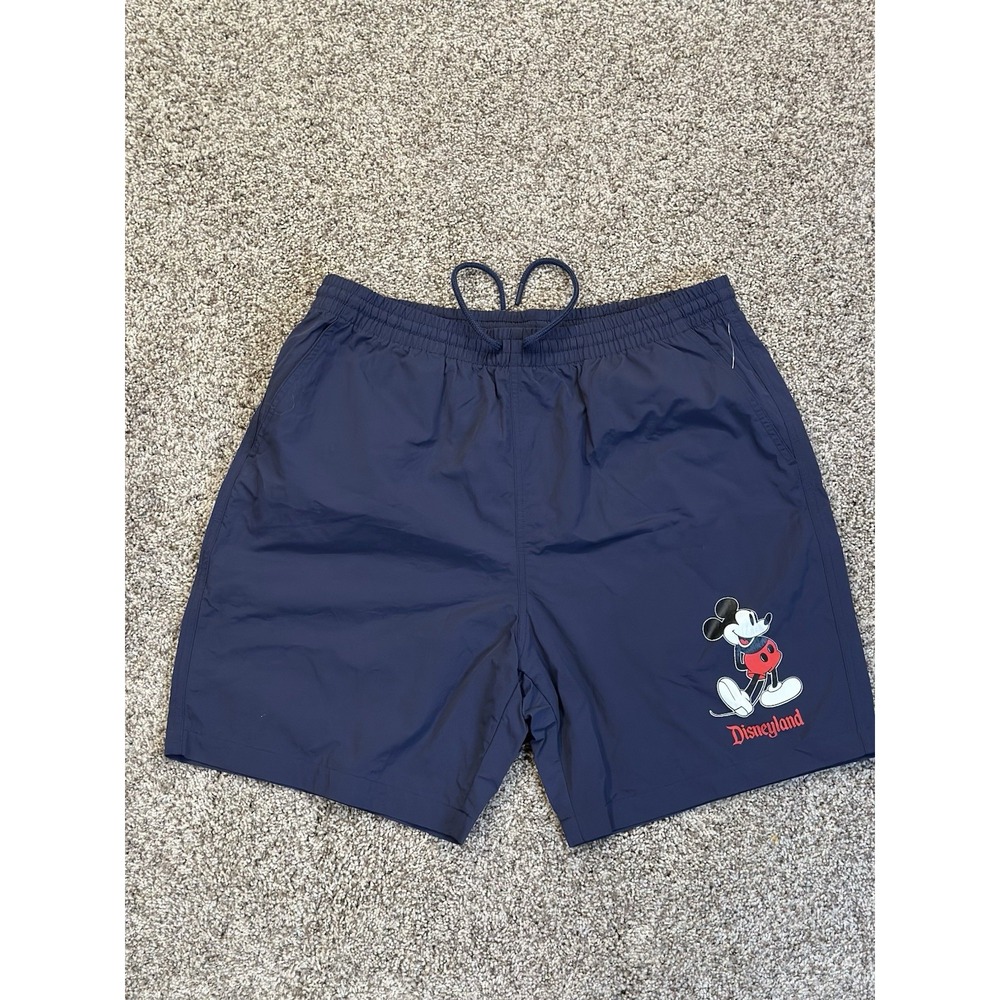 Mickey Mouse Walt Disney World Swim Trunks Navy Blue Men's Medium Drawstring EUC